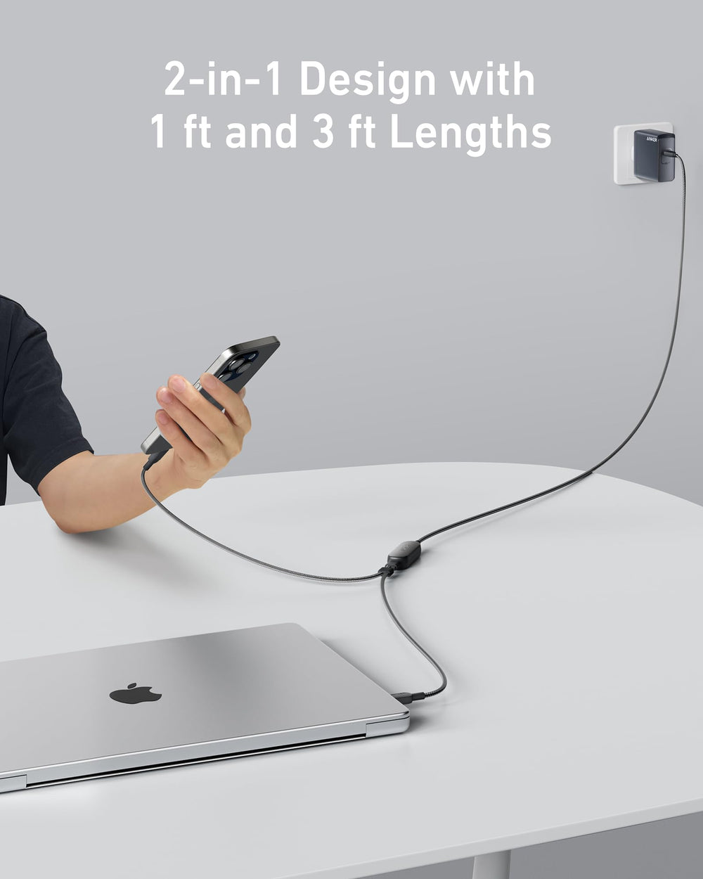 Anker 2-in-1 USB-C to USB-C Cable 1.2M/4ft 140W - Black