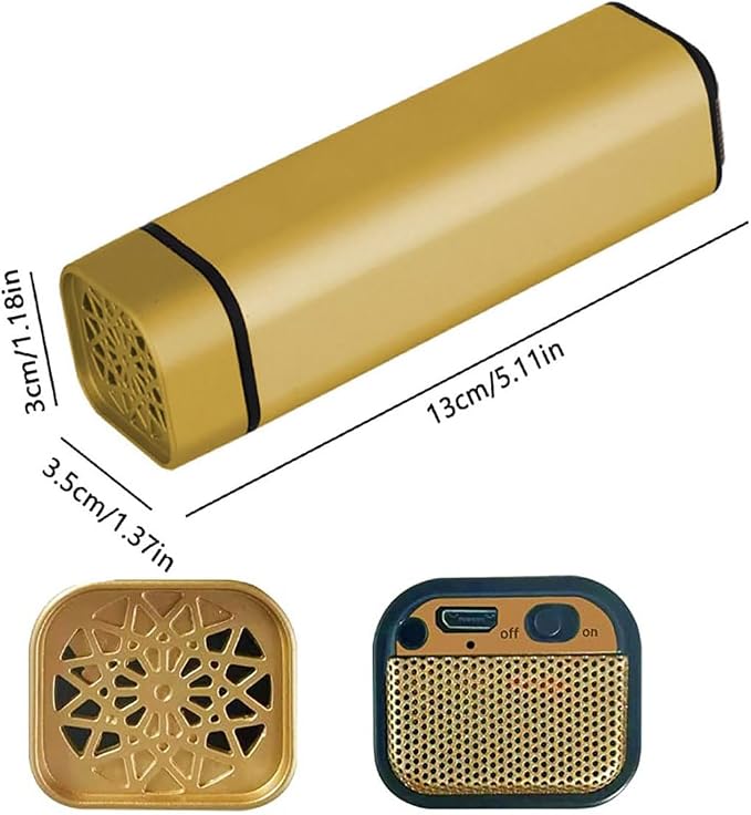 Mini USB Rechargeable Arabic Bakhoor Diffuser – Compact Car & Home Incense Burner
,Gold