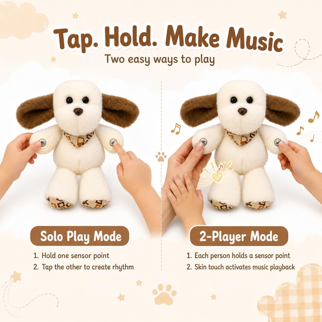 Interactive Music Plush Dog Toy – Touch-Activated Sensory Toy