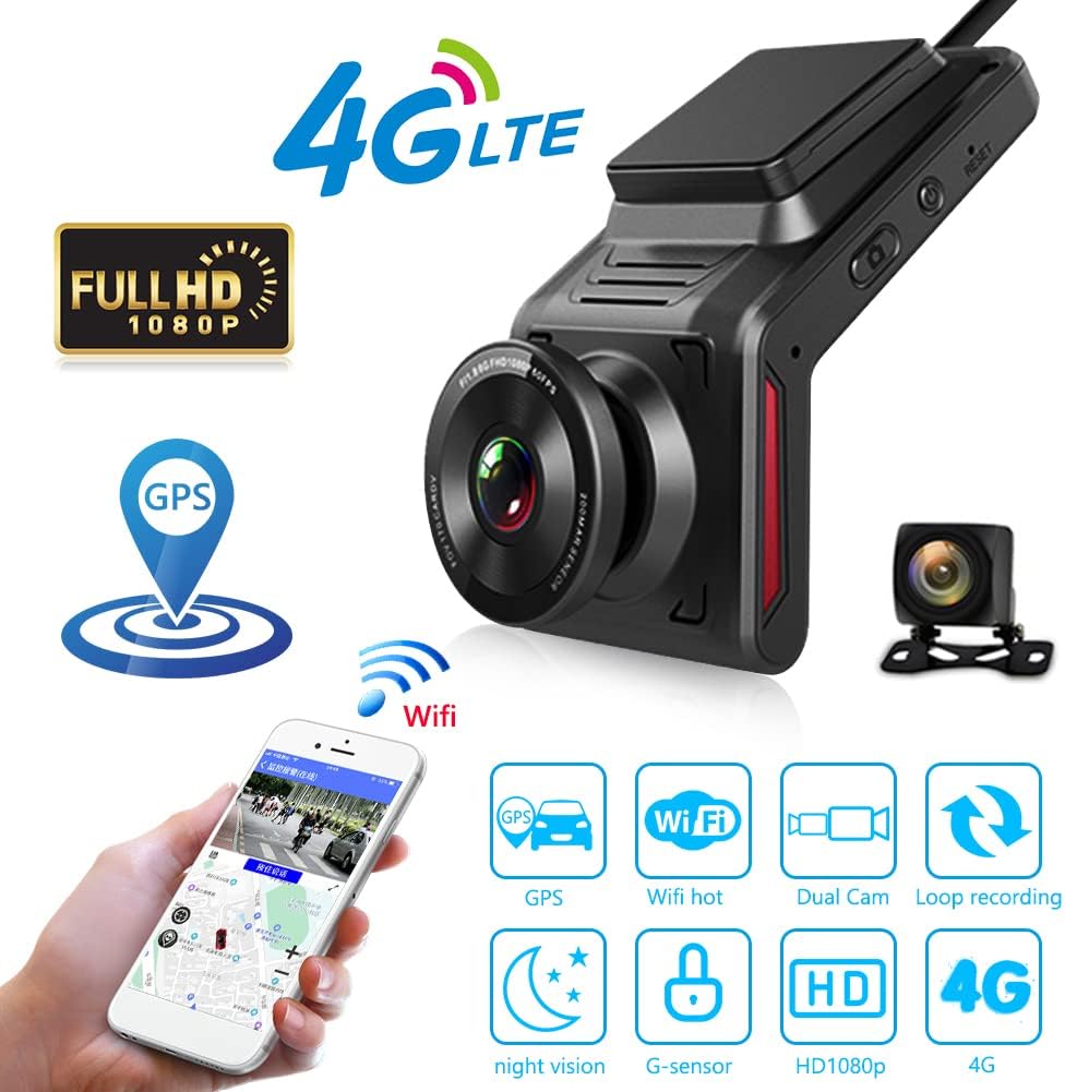 Dual Dash Cam 4G LTE Front and Rear Cam for Cars 1080P Car Camera Driving Recorder