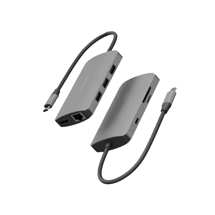 ENERGEA-AluHub 8-in-1 USB-C Hub 100W – Gunmetal