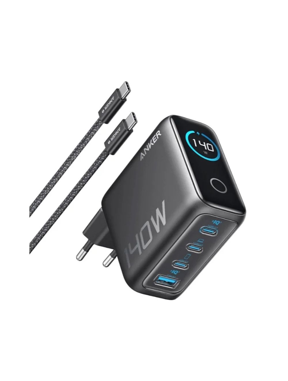 Anker Charger 140W 4-Port PD 3.1 With USB-C Cable - Dark Gray