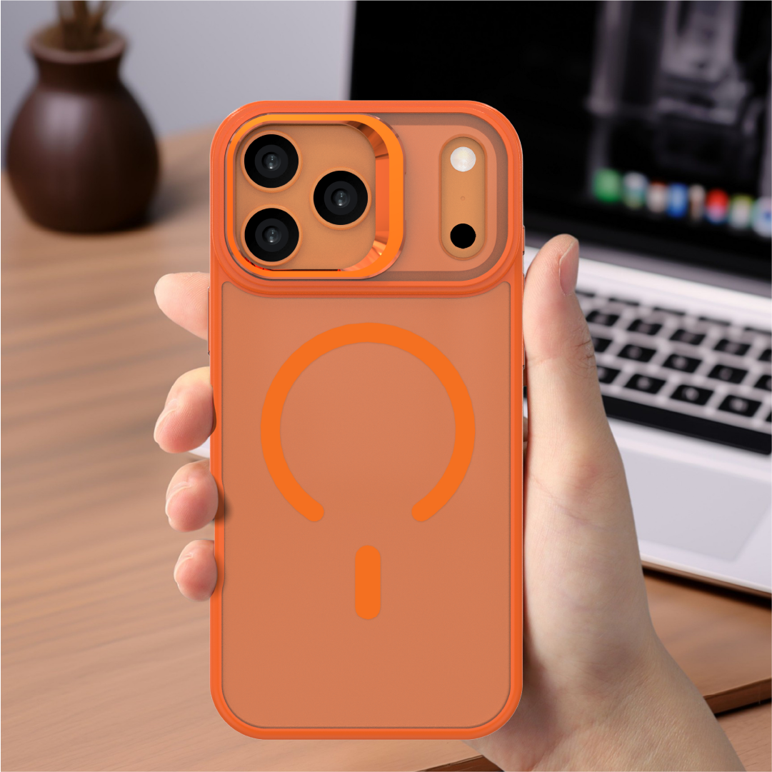 LZEL Magcamstand Soft Oil-coating Case With Adjutable Camera Stand Case For IPhone 17 Pro - Orange