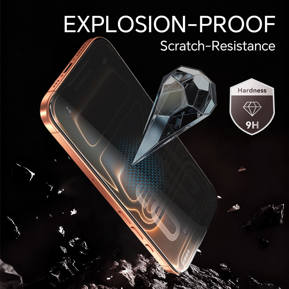 Asli Global E-Touch Shield Premium Glass With Applicator for iPhone 17 Pro - Privacy
