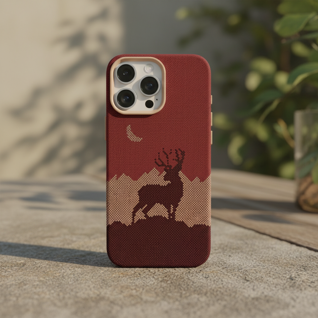 LZEL MagCarbon Deer Cover for iPhone 16 Pro - Wine Deer