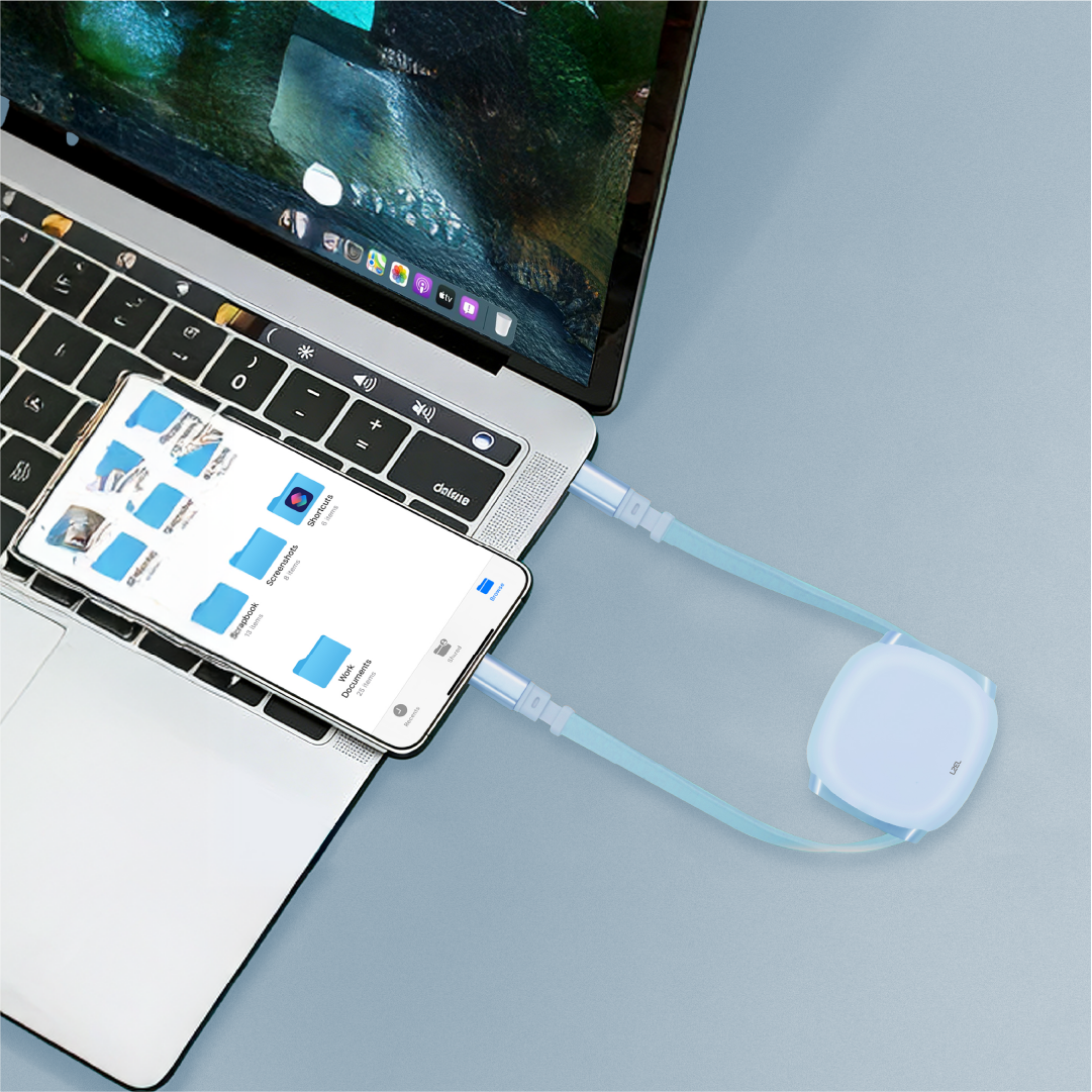 LZEL Fluxlink L Usb-C & Lightning 27W Fast Charging Cable With Data Transfer - Blue