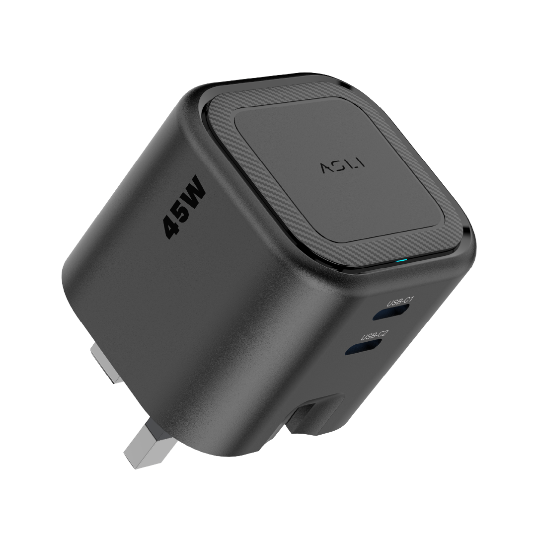 Asli  Global Powercore Dual 45 Gan Dual-Port Usb-C Fast Charger - Black
