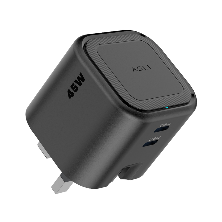 Asli  Global Powercore Dual 45 Gan Dual-Port Usb-C Fast Charger - Black