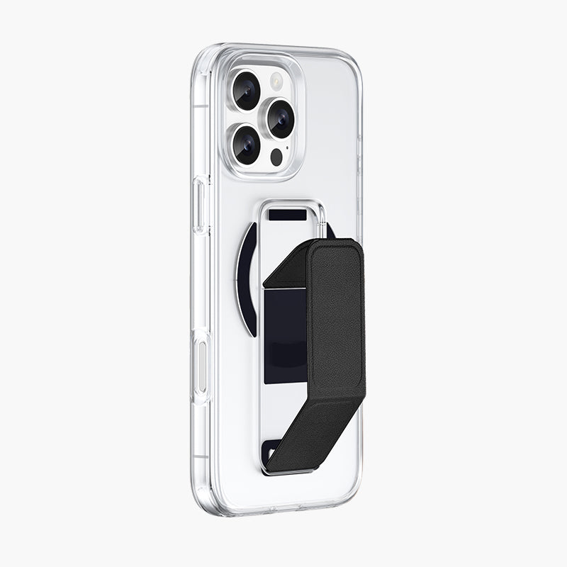 SnapGrip MagSafe Compatible Case For iPhone 16 Series | Leather Grip & Foldable Stand