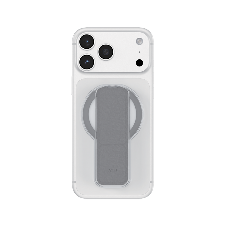 ASLI Magnetic Band Leather Grip & Foldable Stand 2-in-1 Functional Design - Silver
