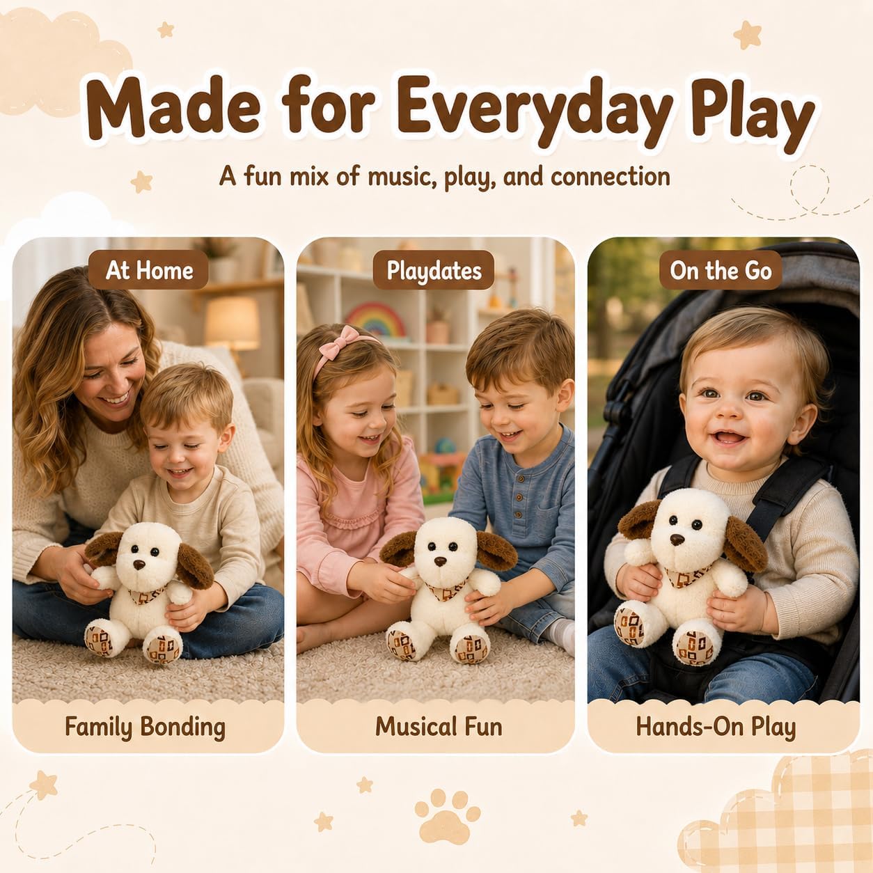 Interactive Music Plush Dog Toy – Touch-Activated Sensory Toy