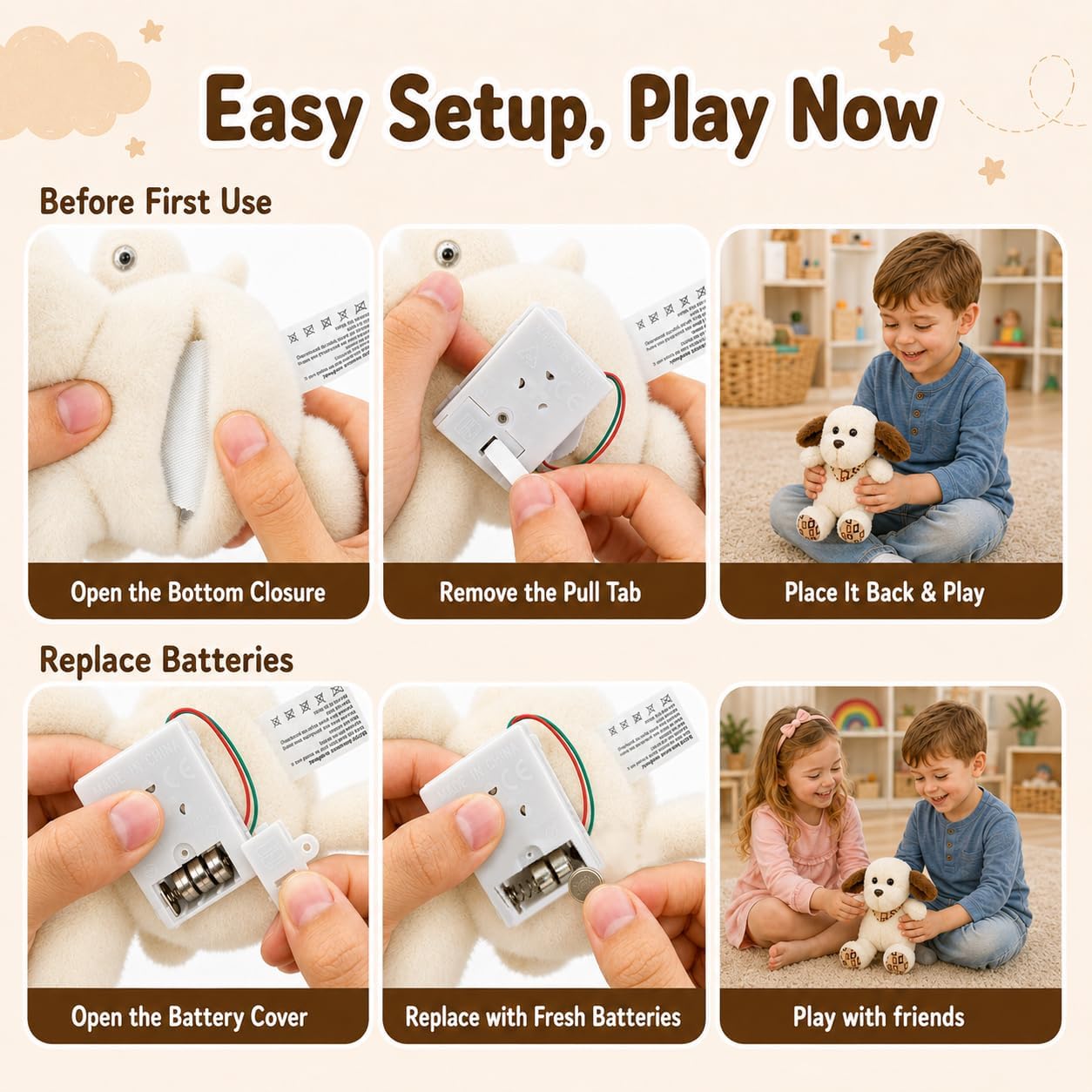 Interactive Music Plush Dog Toy – Touch-Activated Sensory Toy