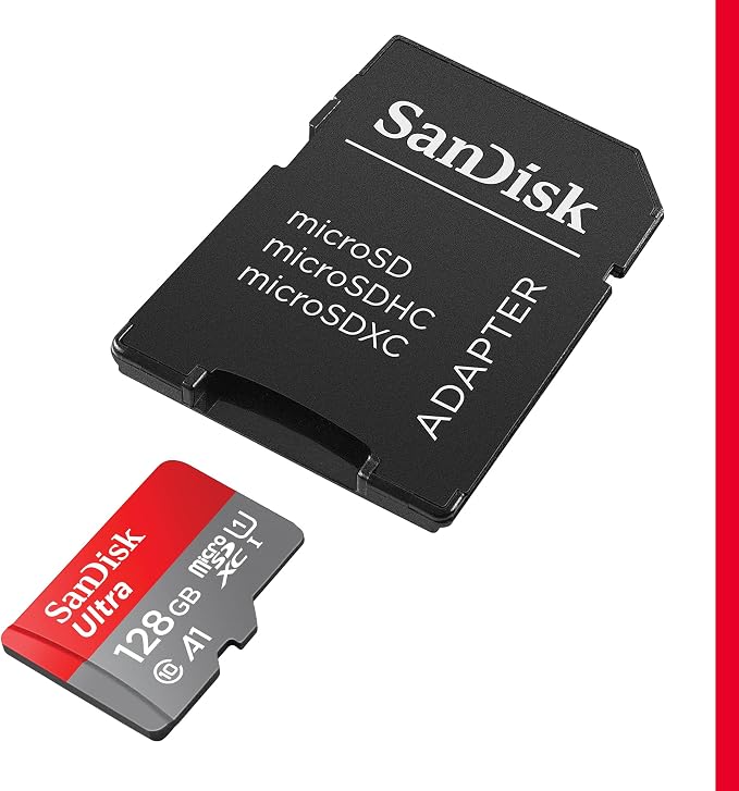 SanDisk 128GB Ultra microSDXC card + SD adapter up to 140 MB/s with A1 App Performance