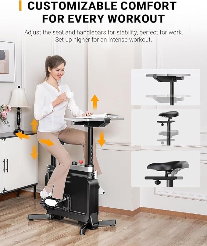 KINGSMITH W1B All-in-One Foldable Under Desk Exercise Bike with Adjustable Resistance – Indoor Cycling Bike, 264 lbs Capacity