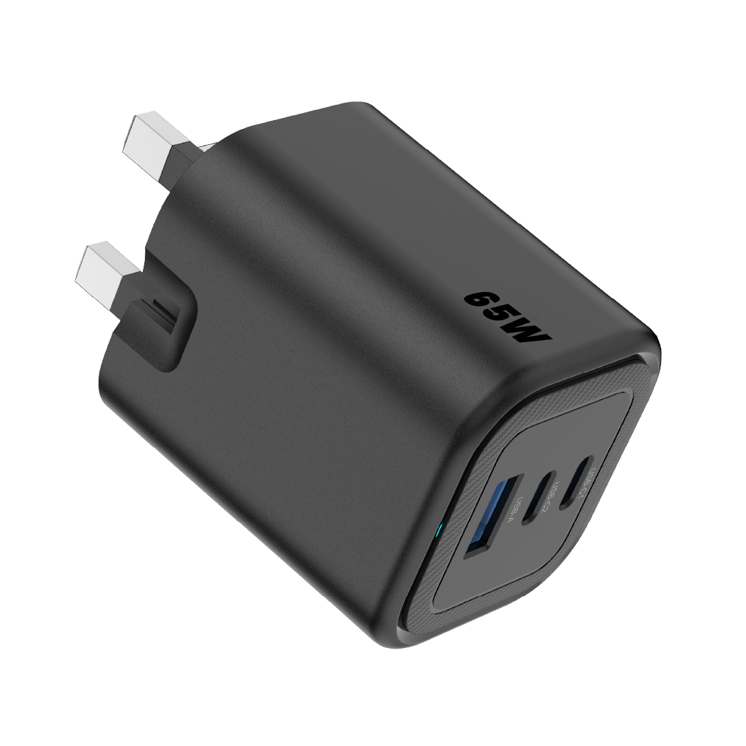 Asli  Global Maxcharge 65 Gan 3-Port Usb-A &amp; Dual Usb-C Fast Charger - Black
