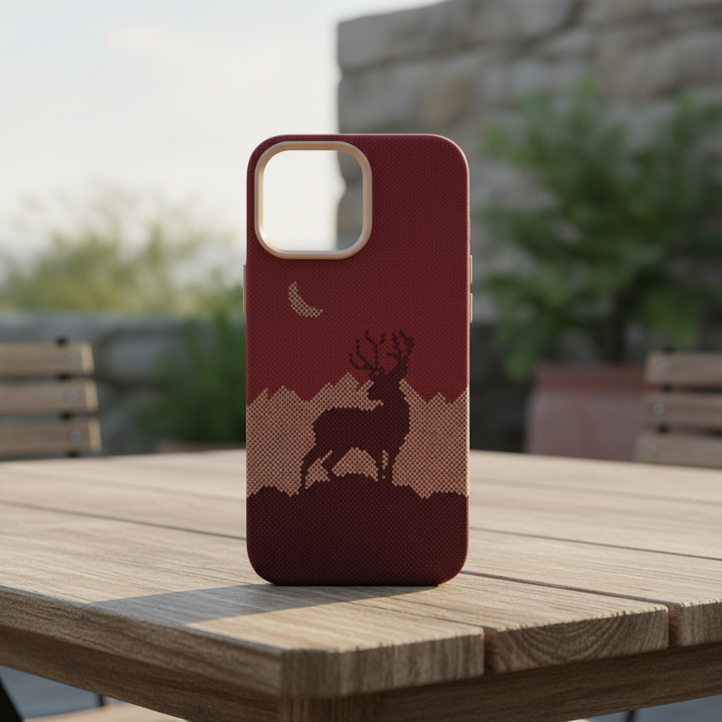 LZEL MagCarbon Deer Cover for iPhone 16 Pro - Wine Deer