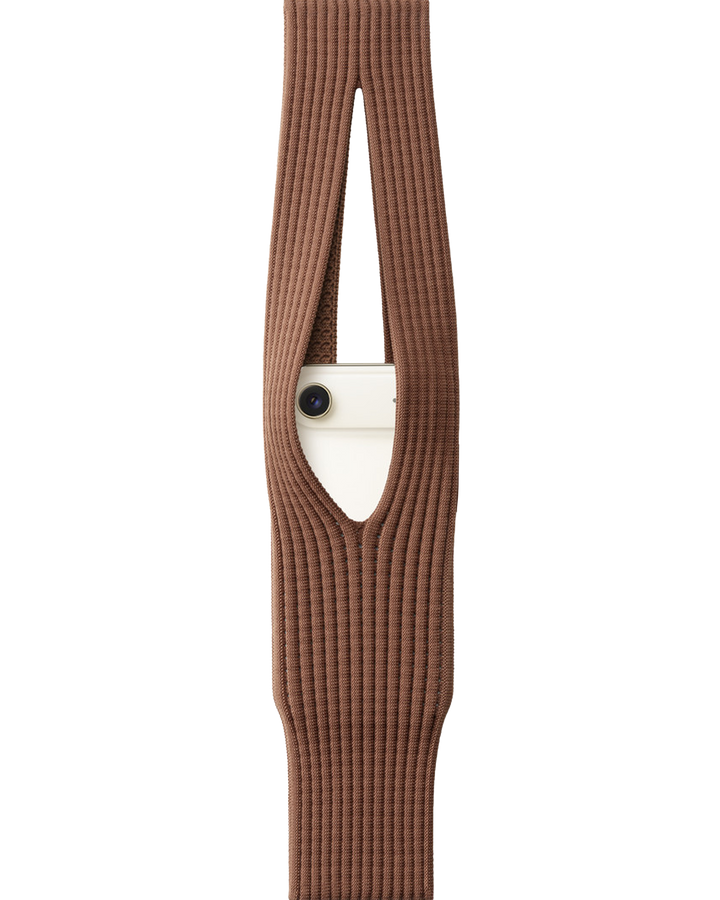 Phone Pocket with Strap – Stretch Knit Wearable iPhone Holder 40 cm | Cinnamon