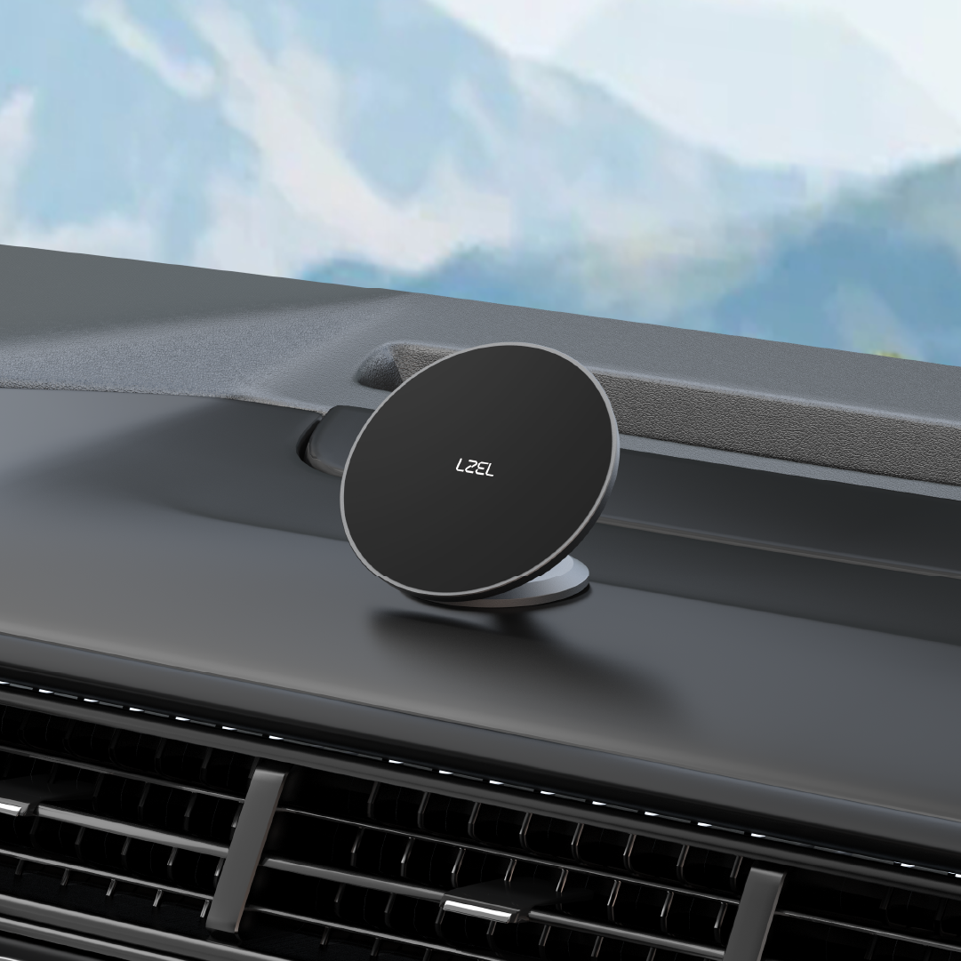 LZEL 360° Magnetic Suction Phone Holder Ultra-Strong Magnetic Grip - Compact &amp; Stable Design - Black