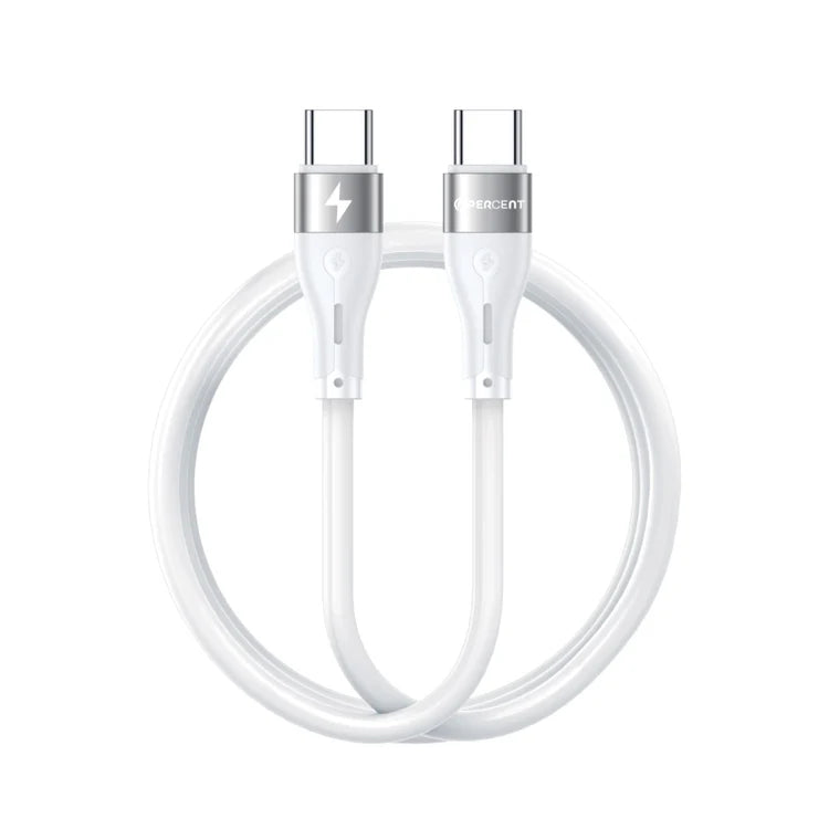 90PERCENT VOLTALINE 90SERIES TYPE C TO TYPE C SILICON CABLE 60W 1M GREEN