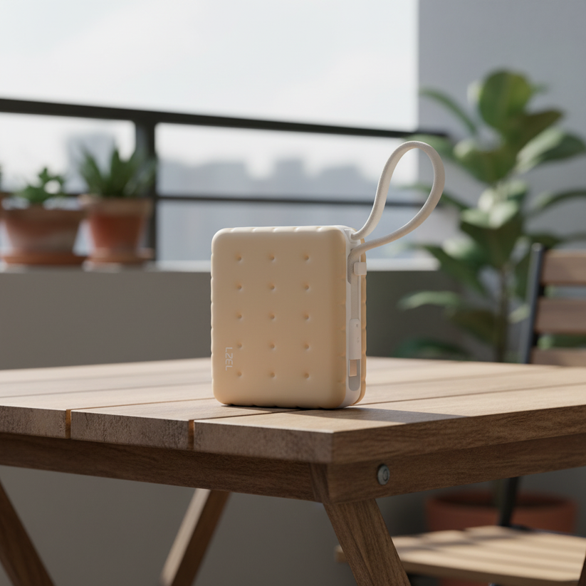 LZEL ZenoFlex MaxLux Mini 10000mAh PD Power Bank – 20W Output / 18W Input (15W Wireless) – Beige