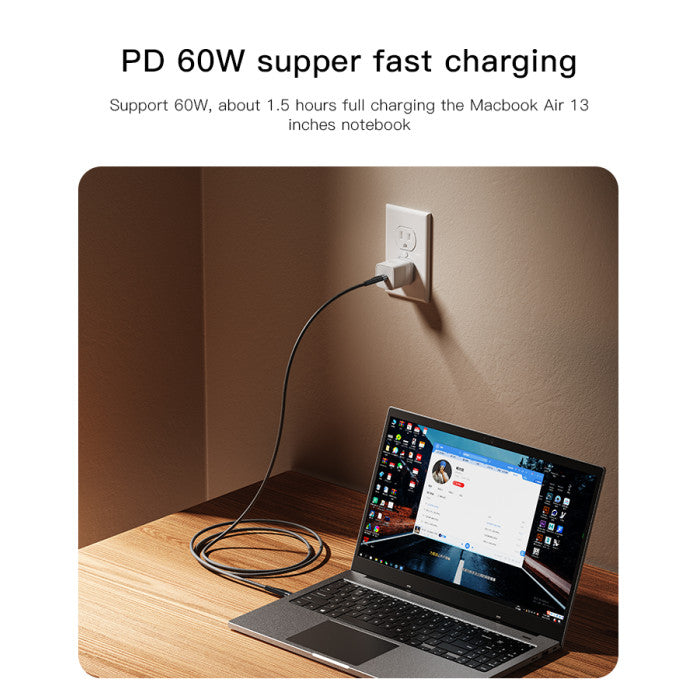YESIDO-60W USB C TO TYPE C BAIRED CABLE  3M