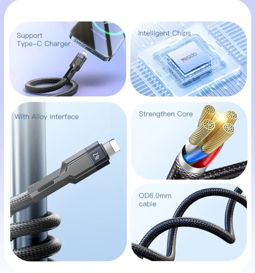 YESIDO-USB C TO LIGHTNING CABLE BRAIDED-120CM