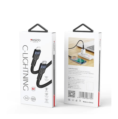 YESIDO-USB C TO LIGHTNING CABLE BRAIDED-120CM