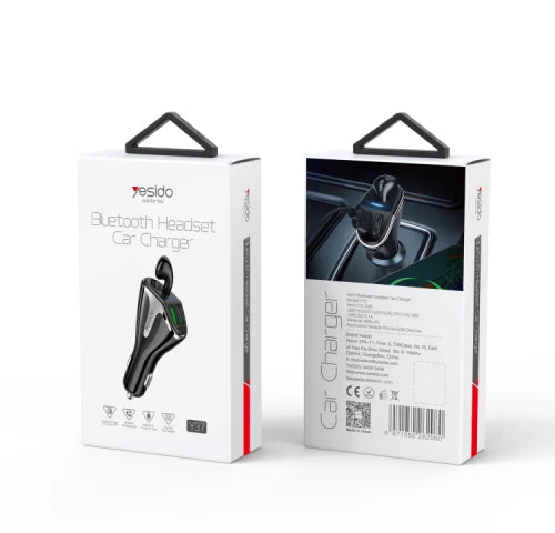 YESIDO-CAR CHARGER 2USB PORT WITH BLUETOOTH HEAD