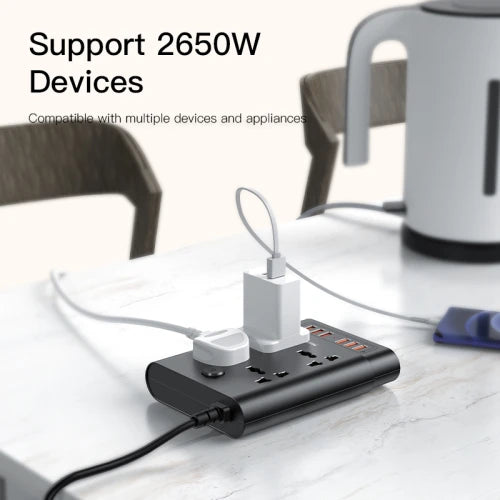 YESIDO-Power Extension 2650W, 4 Sockets, 6 USB Ports