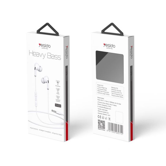 YESIDO-AUX EARPHONES-WHITE
