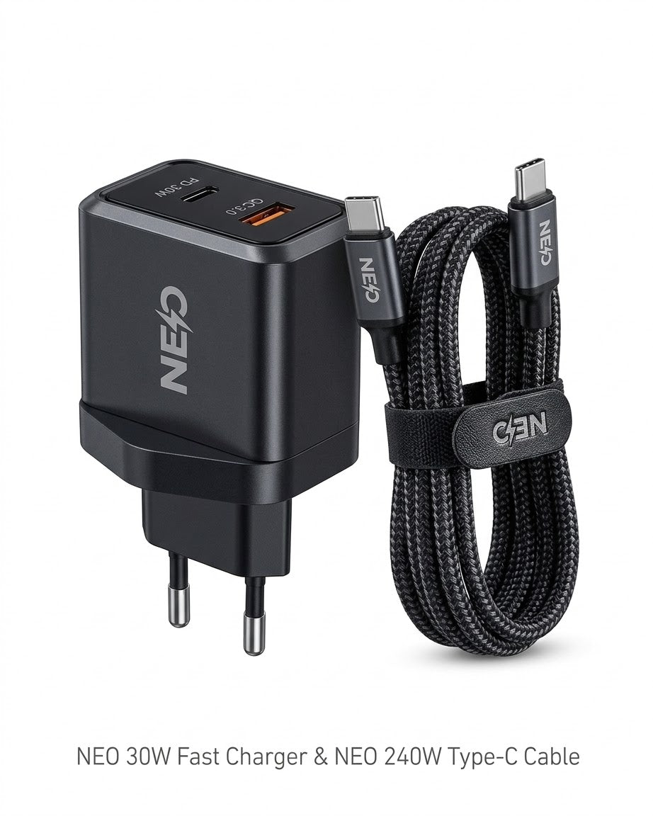 NEO Fast Charging Bundle | 30W Wall Charger + 240W Type-C Cable