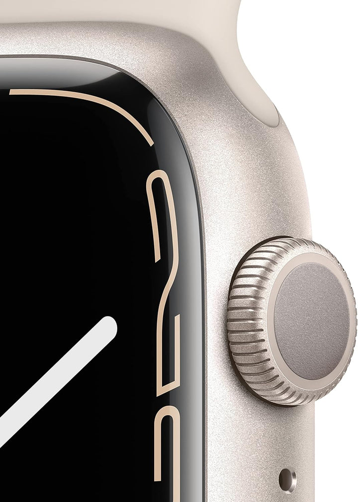 Apple Watch Series 7 GPS, 45mm Starlight Aluminium Case with Starlight Sport Band - Regular