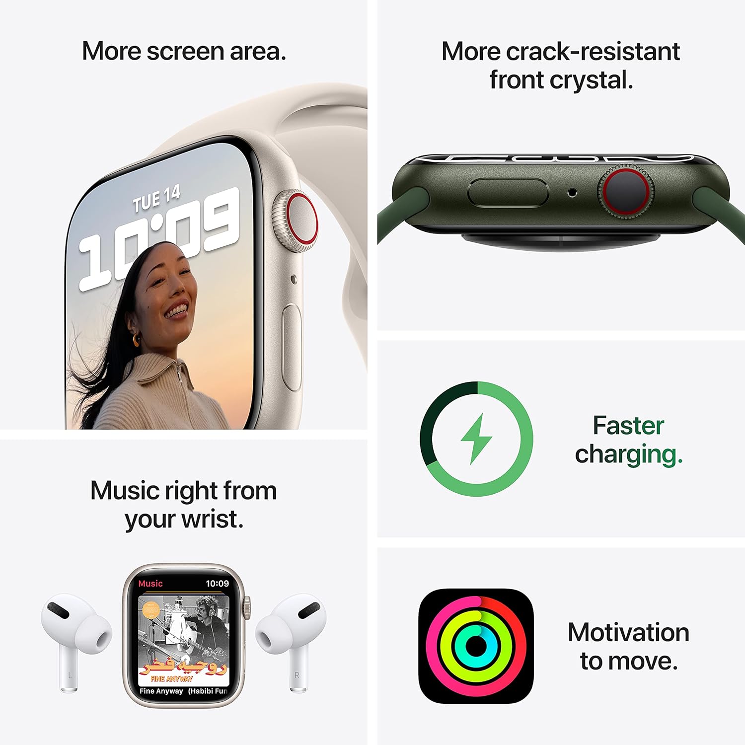 Apple Watch Series 7 GPS, 41mm Green Aluminium Case with Clover Sport Band - Regular