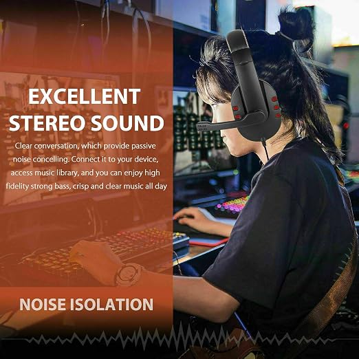 Stereo Gaming Headset with Mic – Over-Ear, 3.5mm, for PS4/Xbox One/Nintendo Switch/PC