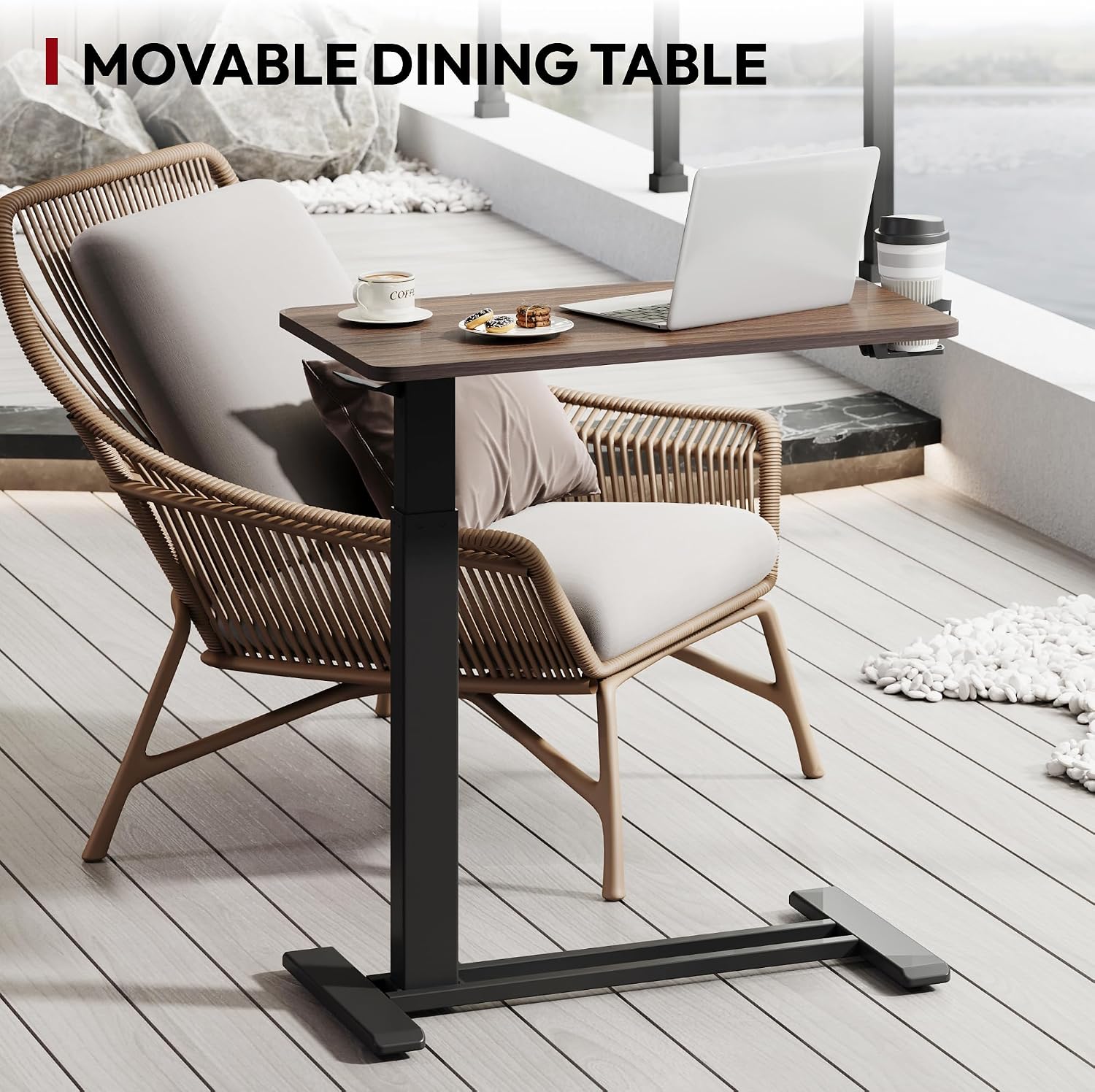 KingSmith ETD2 Walnut color Pneumatic height adjustable table