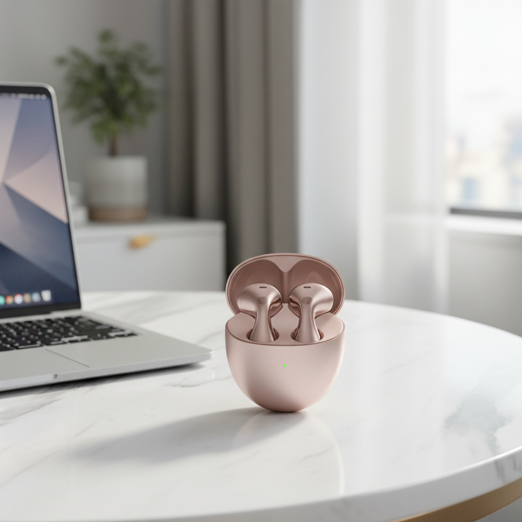 Huawei FreeBuds 6 – Truly Wireless Bluetooth Open-Fit Earbuds with Charging Case + Bundle Offer - Rose Gold