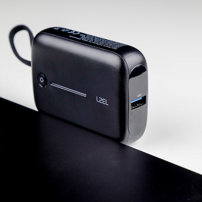 LZEL PrimeBrio Neo 10K Mini Power Bank 22.5W – 10000mAh with Detachable USB-C Cable - Black