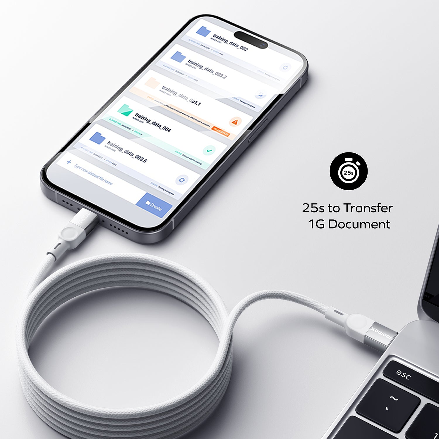 Momax Mag Link USB-C to USB-C 100W Magnetic Cable (1m) | White