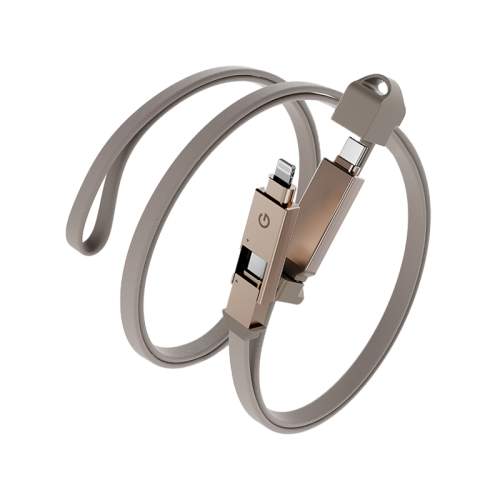 ENERGEA Sheath - 2-In-1 USB-C To USB-C + Lightning Cable 480Mbps 60W - 1M - Gold