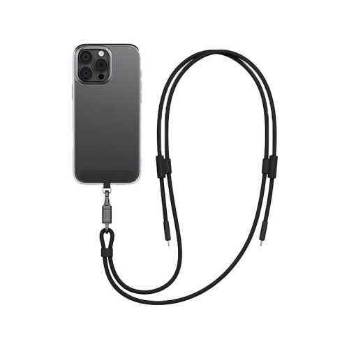 ENERGEA Lasso Lanyard - USB-C To USB-C Cable 480Mbps 240W With Lanyard Card - 1.5M - Black
