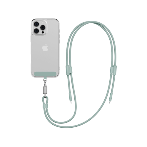 ENERGEA Lasso Lanyard - USB-C To USB-C Cable 480Mbps 240W With Lanyard Card - 1.5M - Sage