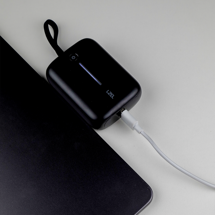 LZEL PrimeBrio Neo 10K Mini Power Bank 22.5W – 10000mAh with Detachable USB-C Cable - Black