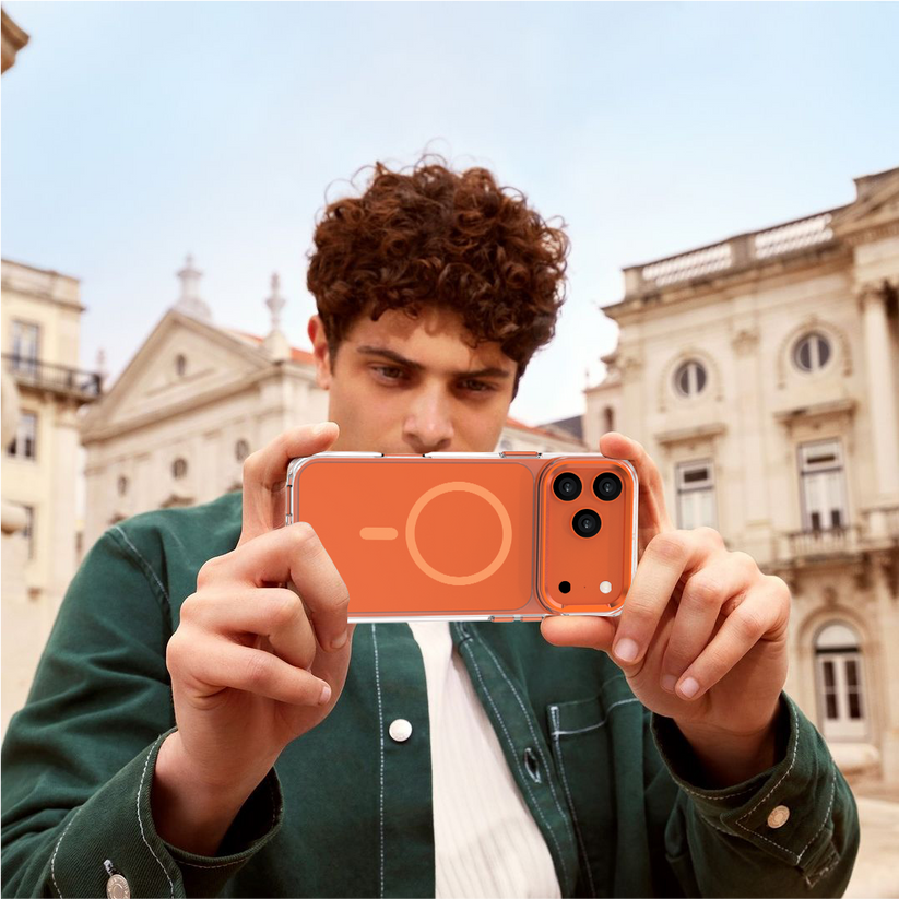 LZEL Hybrid Camera Frame Stand Case With Magsafe For IPhone 17 Pro - Orange