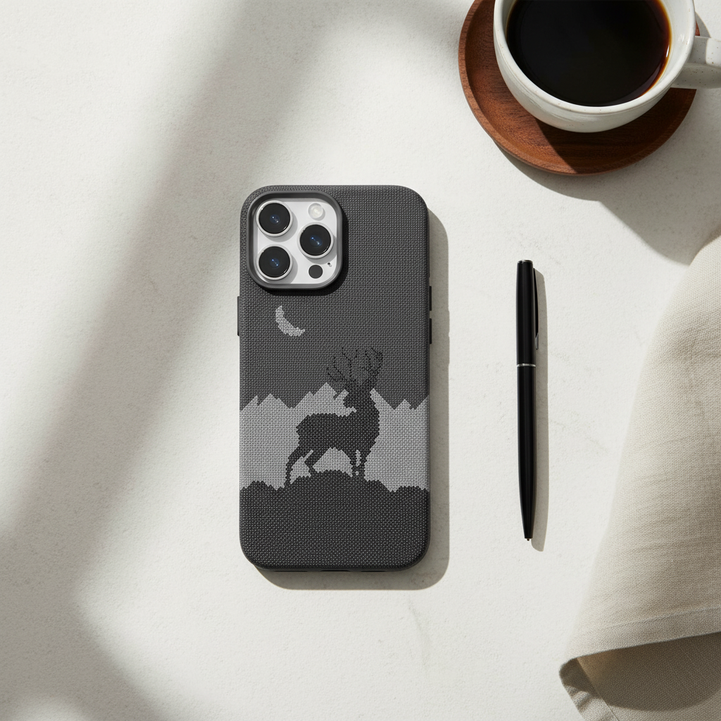 LZEL MagCarbon Deer Cover for iPhone 16 Pro - Black Deer