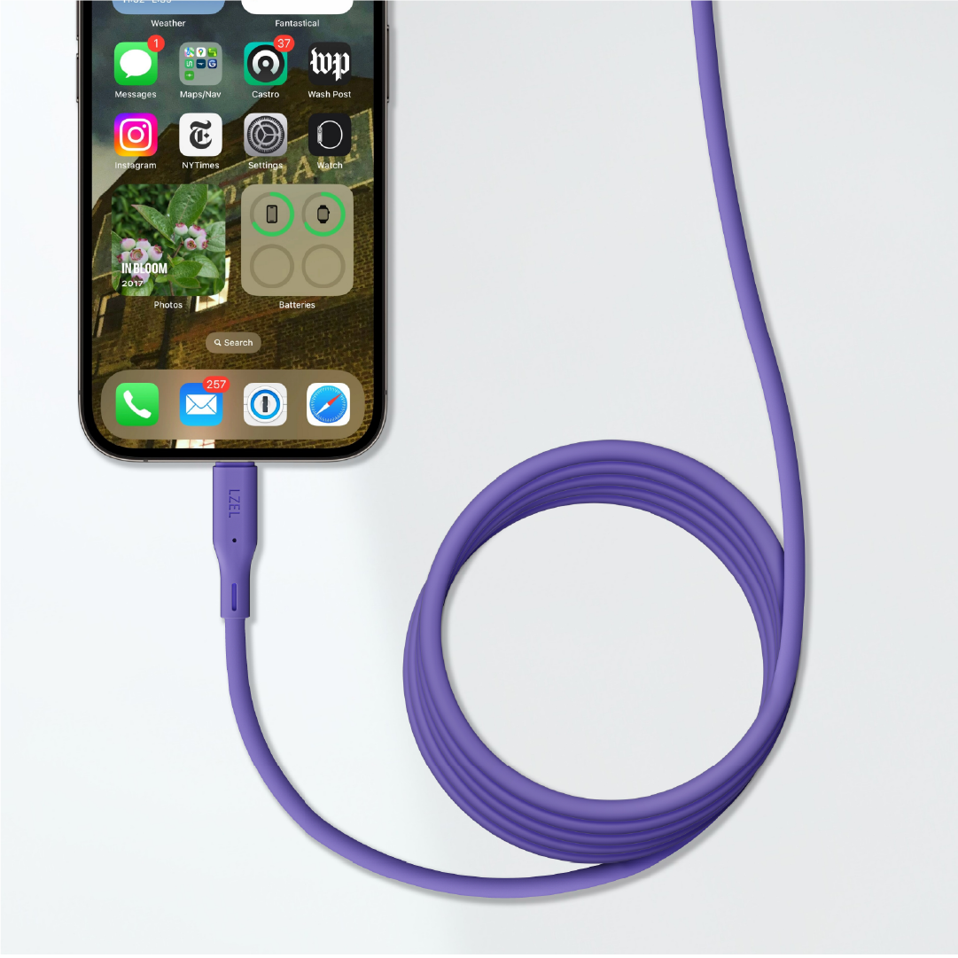 LZEL Celeris Silox CXL Soft Silicone USB-A to Lightning Cable, 480Mbps, 15W Max, 2m