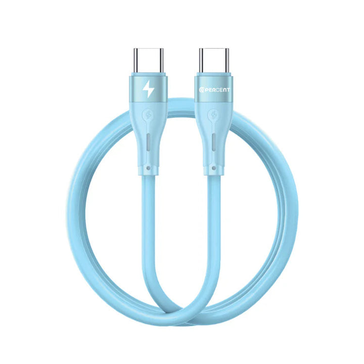 90PERCENT VOLTALINE 90SERIES TYPE C TO TYPE C SILICON CABLE 60W 1M GREEN