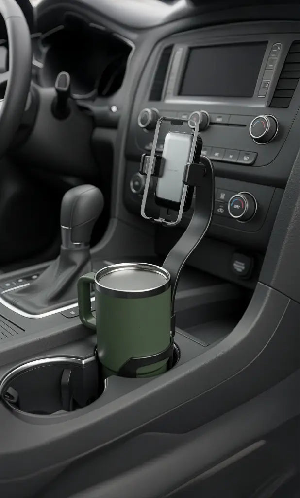 Green Lion Flex Grip Car Cup Holder Phone Mount - Black