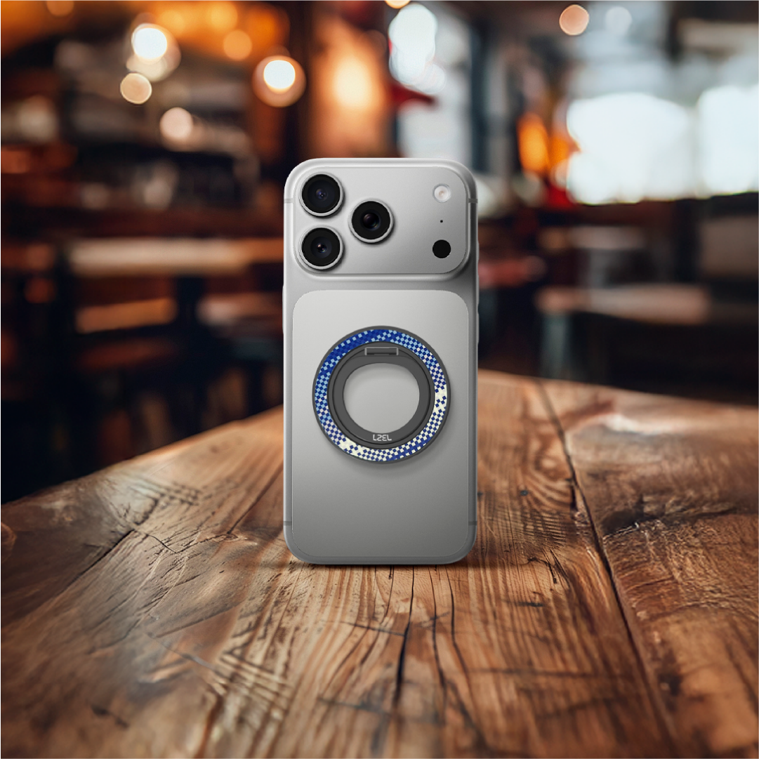 LZEL Magsfe 360 Kickstand Ring For iPhone - Blue & White