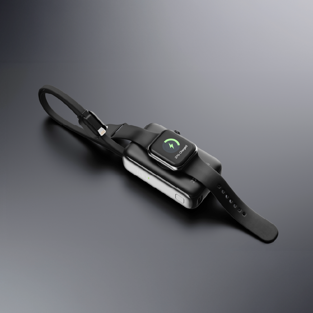 LZEL Ampflow10 Mini 10000Mah Pd Power Bank 22.5W | Built-In Type-C &amp; Lightning Cable | Wireless Charging