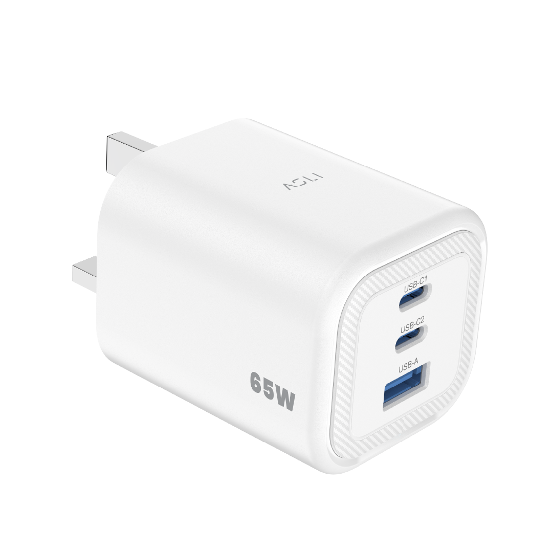 Asli  Global Maxcharge 65 Gan 3-Port Usb-A & Dual Usb-C Fast Charger - White